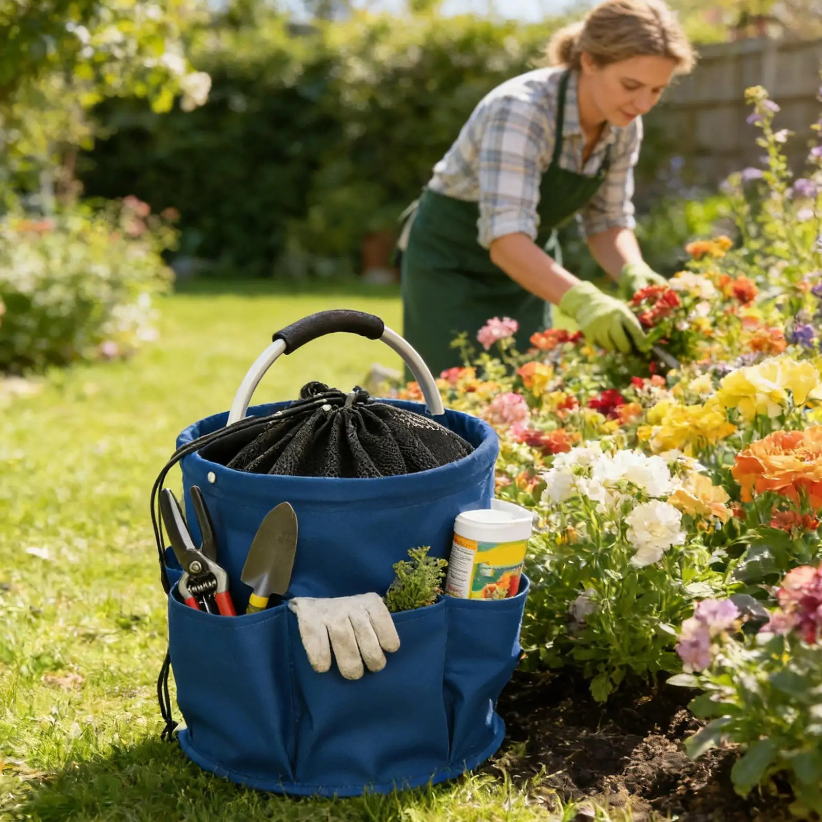 

Портативная корзина для хранения, сумка-органайзер для садовых инструментов с ручкой, многофункциональная корзина для хранения для дома, ванной комнаты, улицы, сада