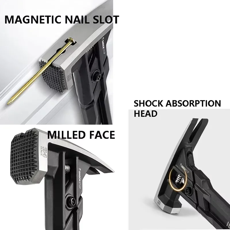 TOUGHBUILT TB-H1-1SBR-S20X 20oz/S24X 24oz Shockproof Claw Hammer, High Carbon Steel Magnetic Nail Slot Anti-slip Hand Tool
