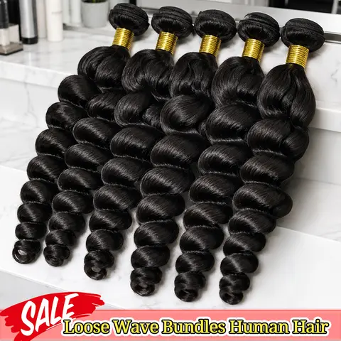 30 32 Inch Loose Wave Human Hair 3 4 Bundles Raw Virgin Unprocessed Brazilian Loose Deep Wave Human Hair Bundles Extensions