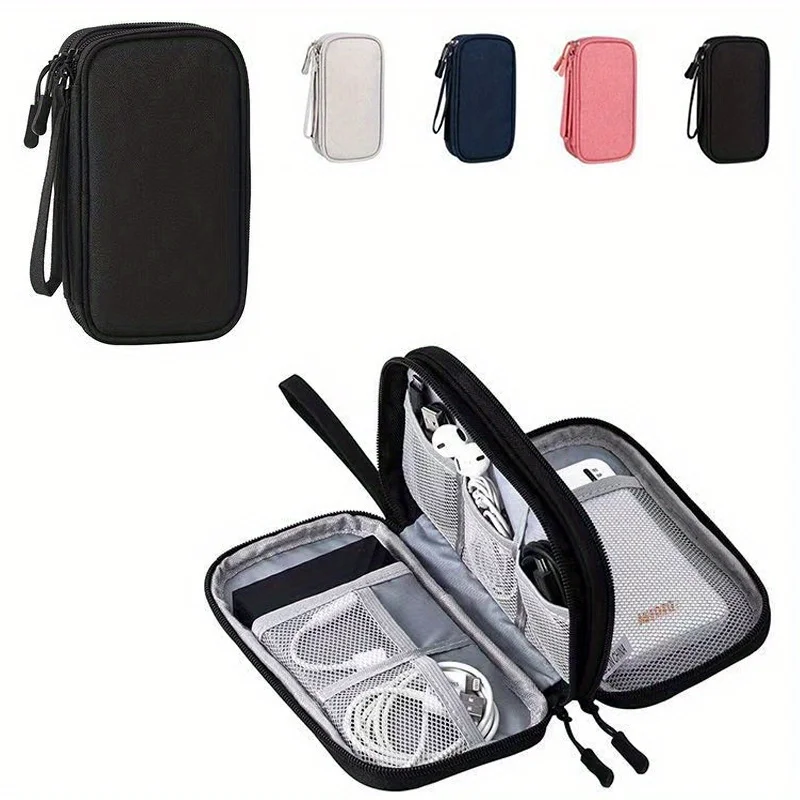 

Double layered 8-compartment travel organizer bag! Suitable for electronic products, accessories, cosmetics, etc