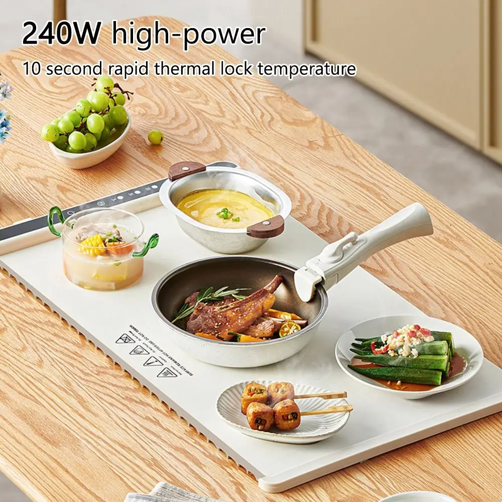 Fast Heating Food Electric Warming Tray Foldable Silicone Food Warmer Plate Adjustable Temperature Control