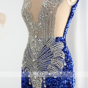 SHEER FAIRY LANTEJOULAS CRYSTAL SERIEJOULS MERY BALL DRESSED FOR BLOG BLUE GIRLS PERSONALIZED SH01 8 12 Main Sales Royal Blue Graduation Dress - №11