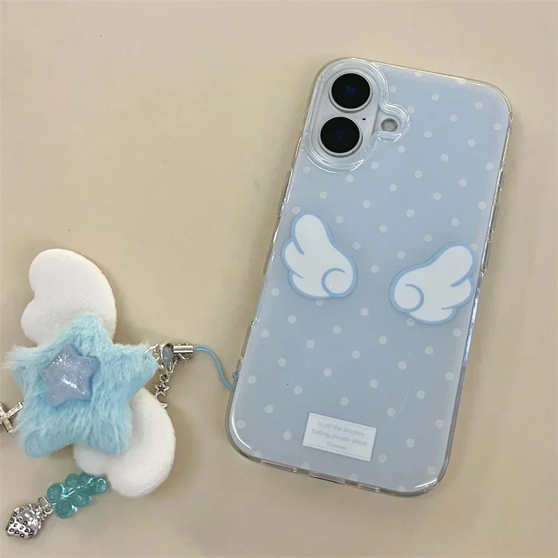

Lovely Blue Polka Dot Wings Phone Case for Xiaomi Redmi 15 15C 14C 13 13C 12 A3 A2 A1 10 10C 9 9A 9C K60 Plus Ultra 4G 5G Cover