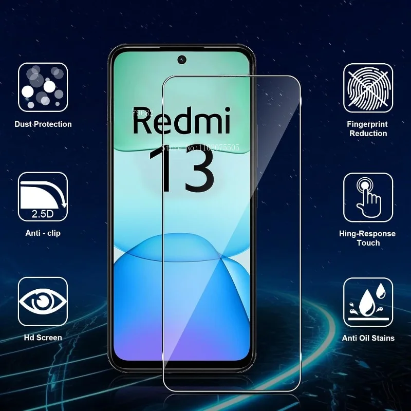 3Pcs Tempered Glass For Xiaomi Redmi 13 13C 12C 10C 9C 8 HD Screen Protector For Redmi Note 13 12 11 Pro 5G 13 12S 11S 10S 9S
