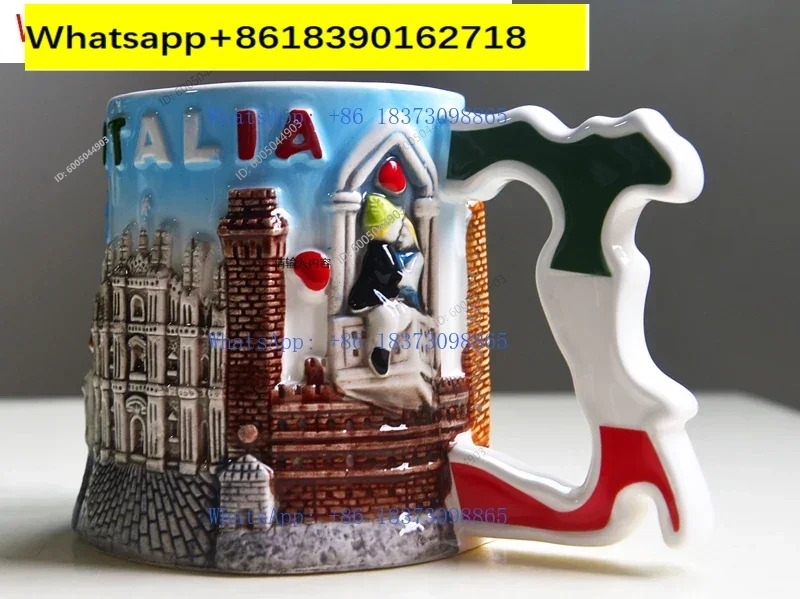 Rome Italy Leaning Tower of Pisa tourist souvenir coffee cup hand-painted three-dimensional mug ceramic water cup