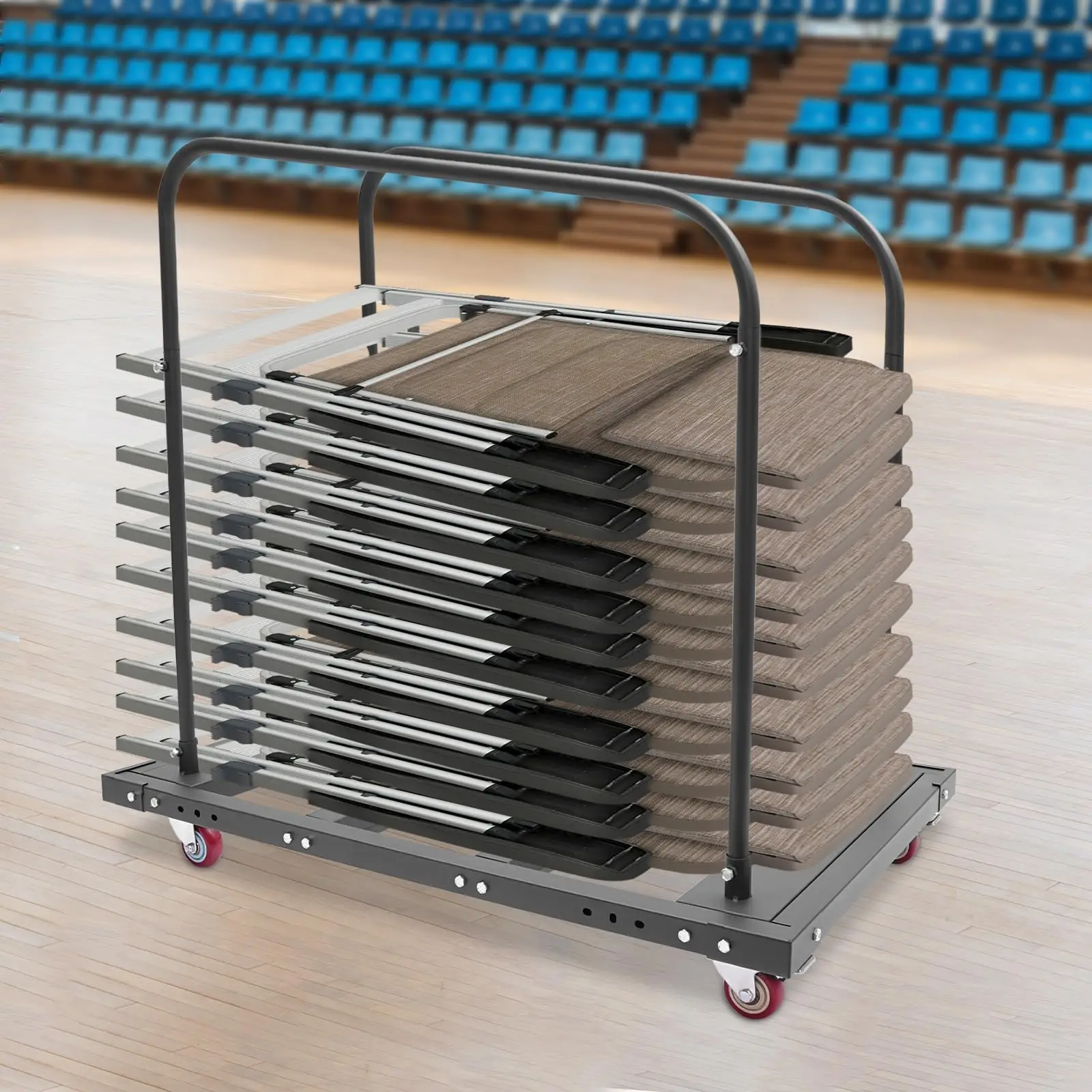 Folding Table Cart, Rolling Storage Rack Trolley Heavy Duty Panel Dolly for 10 Table Capacity for Party Events, Hotel, Factory,