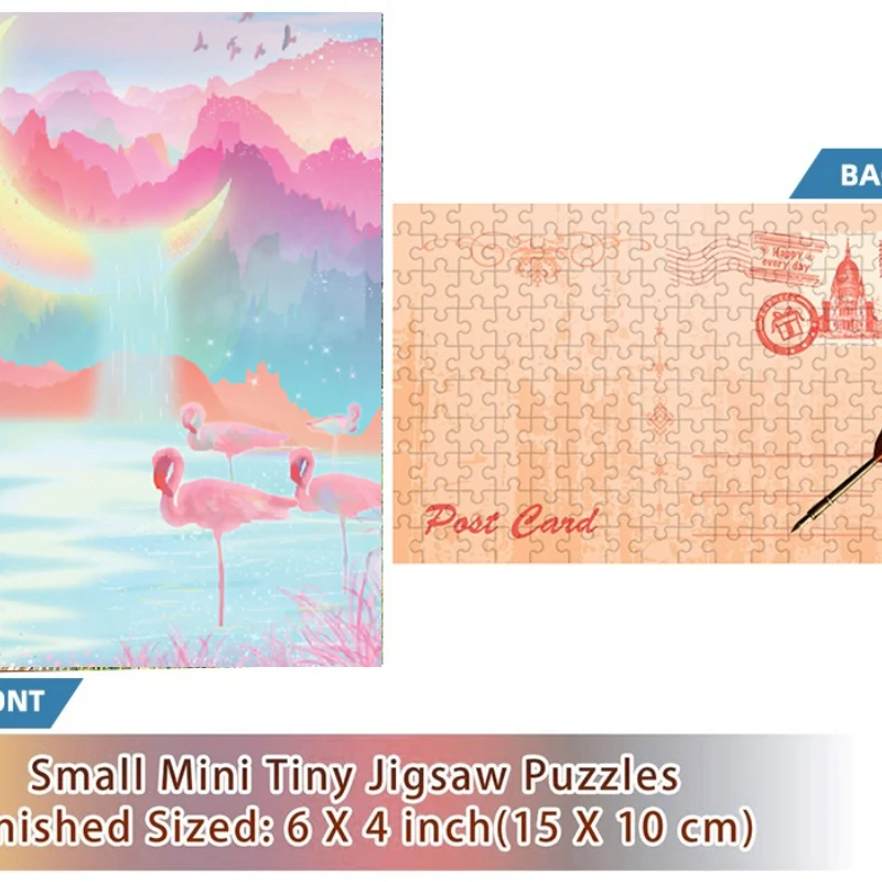 Mini 150P Test Tube Jigsaw Puzzle, Dreamy Flamingo Artwork for Adults, Compact Family Entertainment, Ideal Mini Present