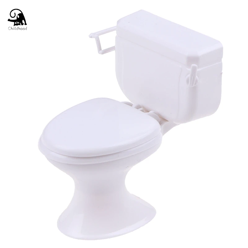 Dollhouse Furniture Vintage Bathroom Toilet Miniature Toys Dolls Accessories Baby Pretend Toys Dolls Accessories