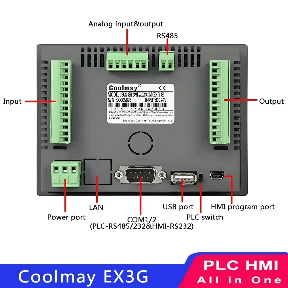 Coolmay All in One 7 Inch MX3G QM3G EX3G HMI Built in PLC Compatible with FX3G/FX3U/FX3S Series