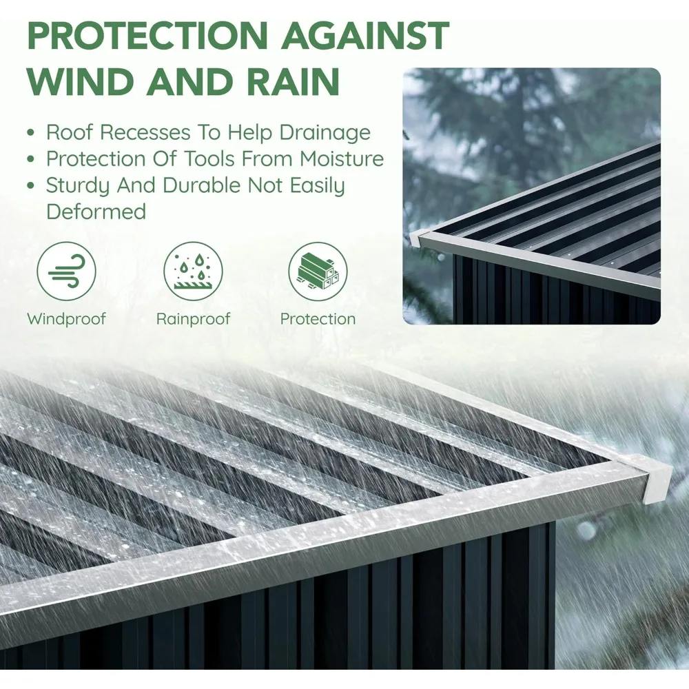 سقيفة تخزين فولاذية خارجية بطول 6 × 4 أقدام مع نافذة شفافة وأبواب قابلة للقفل ومقاومة للطقس للحديقة والفناء الخلفي