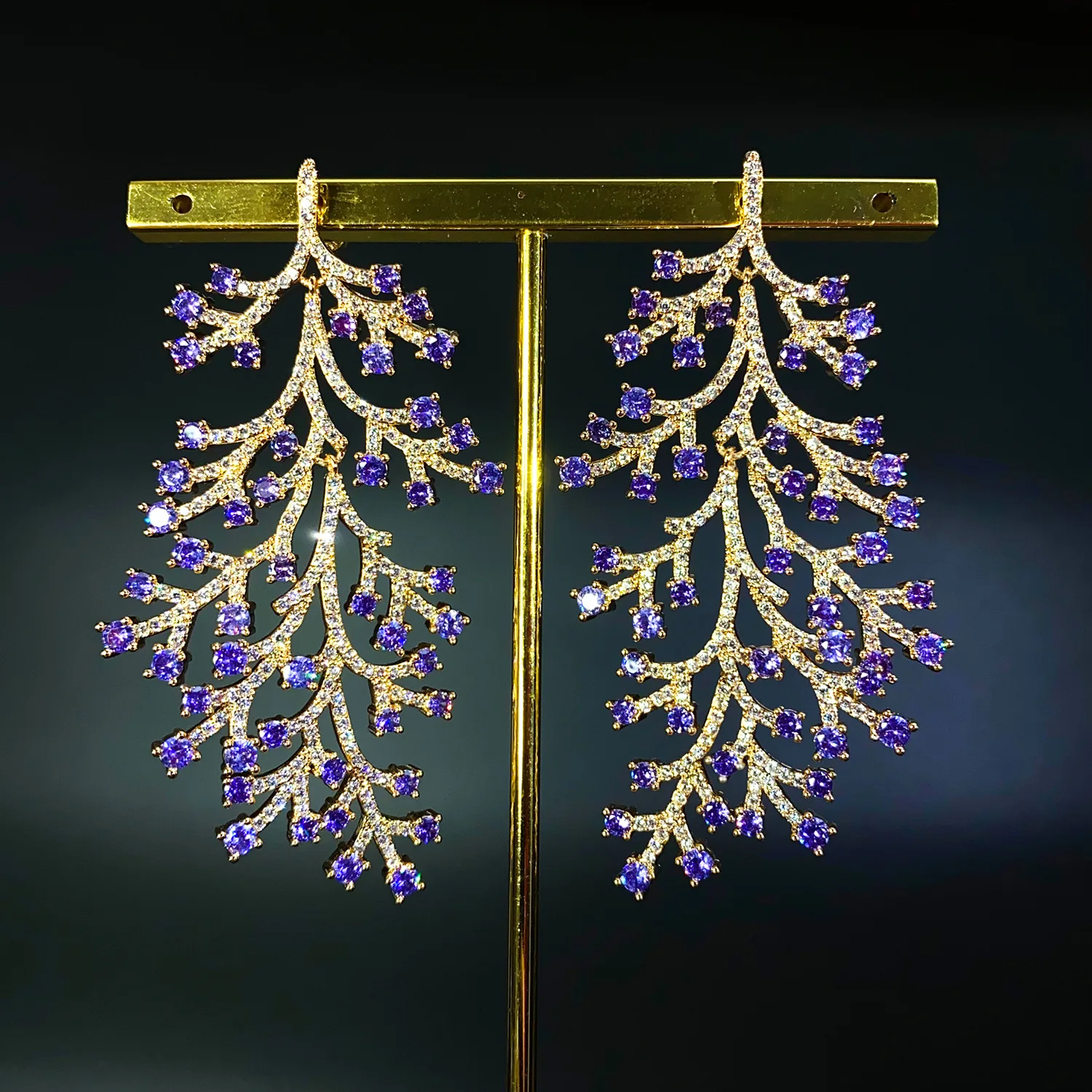 Sweet Cool Personalised Focus Dendritic Earrings Super Shiny Jewellery Set For Saudi Women Wedding Gifts Party Banquet E179