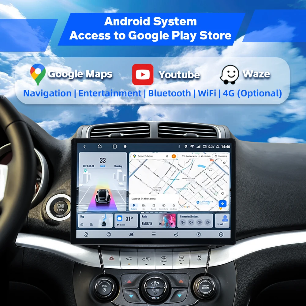 New13inch Universal Car Radio DVD Android Player with Wireless CarPlay Android Auto Upgraded Multimedia Navigation 2K Screen view 4