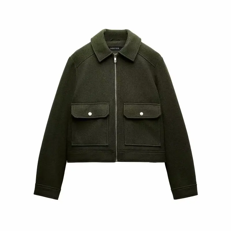 Autunno 2024 Cappotto Jaet morbido da donna Design con cerniera decorato Versatile caldo vestibilità ampia da donna Faion ort Capispalla