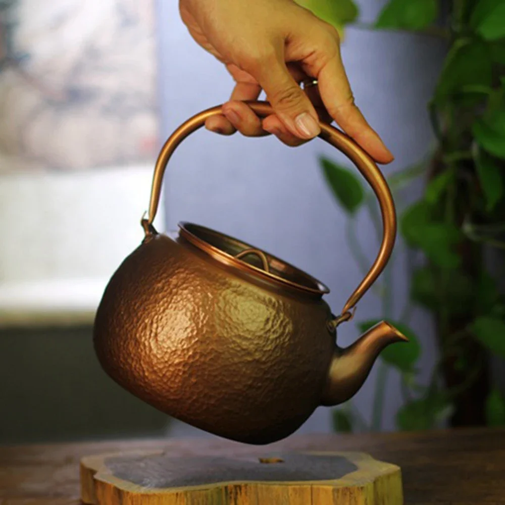 1.1L, Handmade copper pot, Pure red copper boiling water kettle, Household high-capacity teakettle, Health wellness boil tea pot