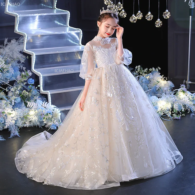 Girls Birthday Princess Dress Children Flower Girl Wedding Gown Pageant Formal Celebration Costume Piano Recital Fashion Show