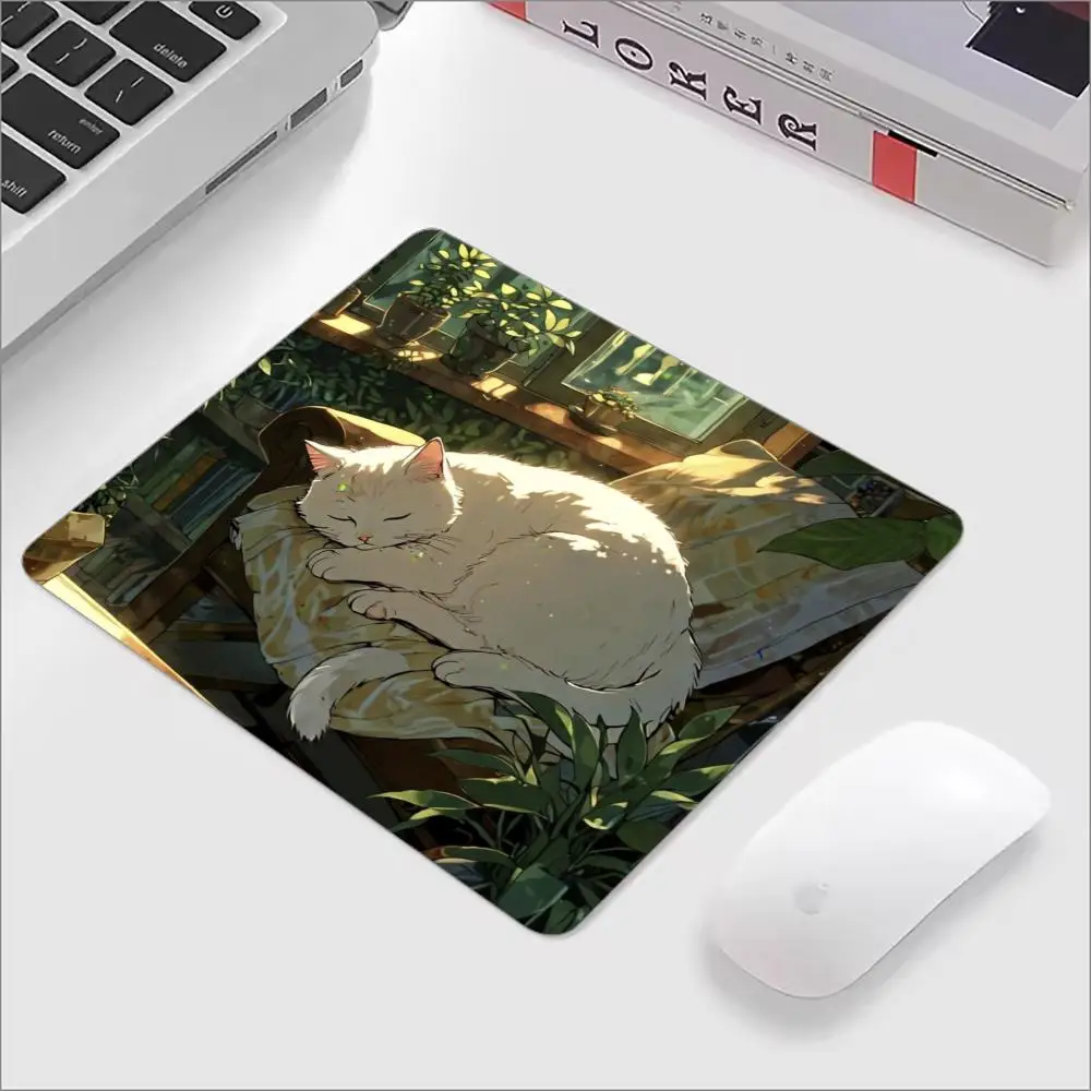 Anime Luie kat Muismat Computer Kleine Leuke Teclado Tapijt Tafel Toetsenbord Bureau Mat Laptop Kussen Gaming Accessoires Kantoor 22X18