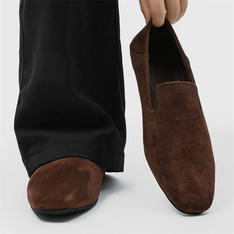 

2026 Men's Slip-On Driving Shoes Faux Suede Easy Wear Comfortable Breathable Casual Loafers Business Office Dress Shoes Zapatos