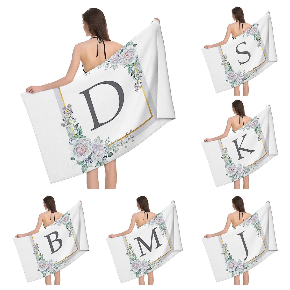 Home bath towels for the body towels bathroom letters and flower quick drying microfiber beach towel man and women large sports