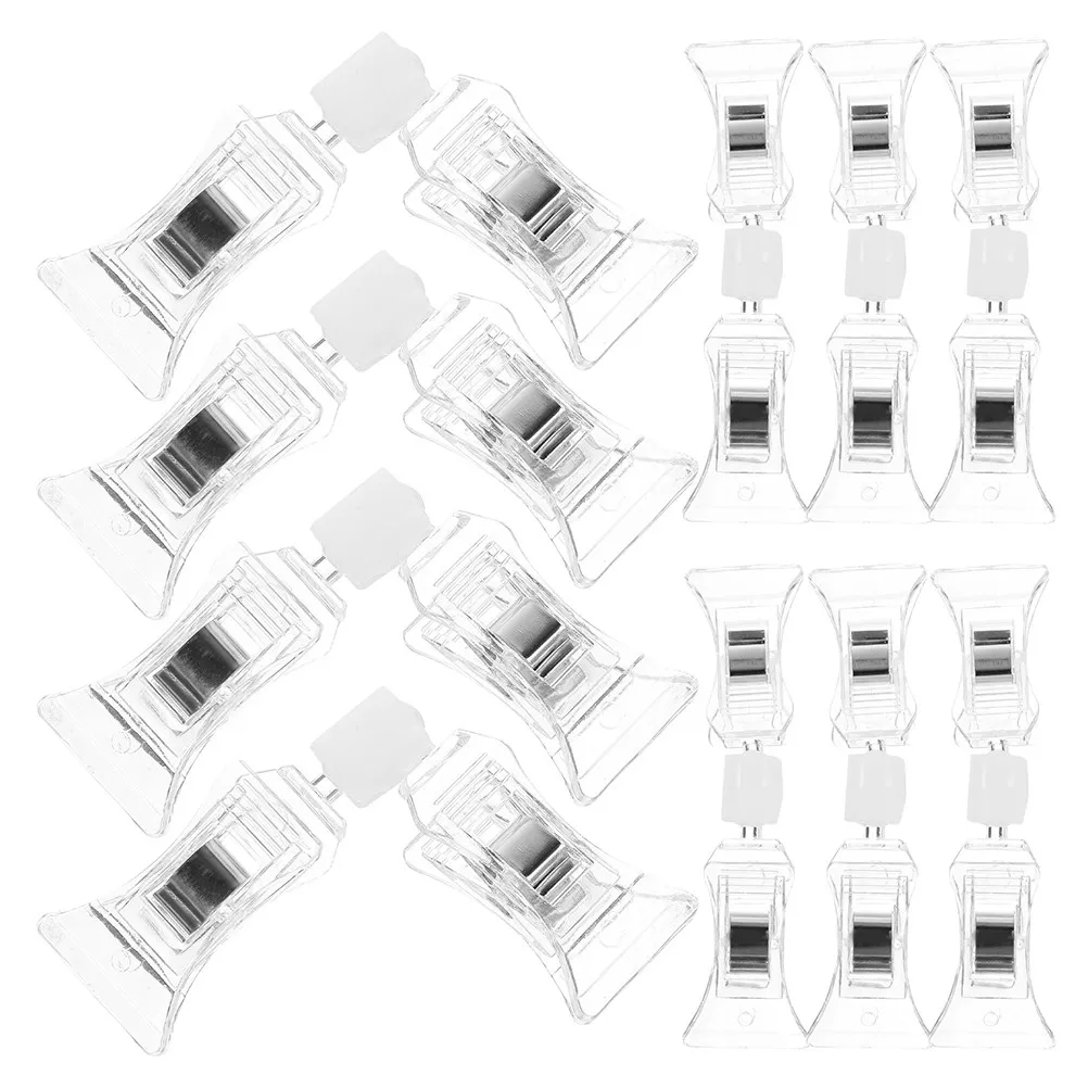 20Pcs Dual Head Clear Advertising Clips Rotatable Merchandise Sign Holders for Supermarket Price Display Shelf