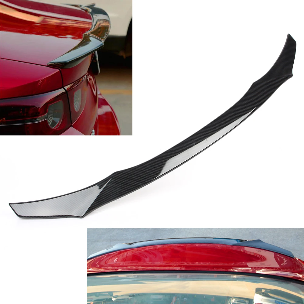 

For Mazda 3 Axela 2019 2020 Car Rear Trunk Wing Strip Lip Spoiler Splitter Trim Exterior Moulding Carbon Fiber ABS