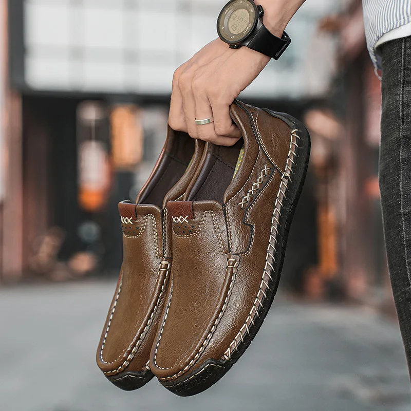 Mens Loafers Breathable Slip on Italian Driving Shoes Chaussure Homme PU Leather Loafers Men Handmade Casual Shoes Size 48