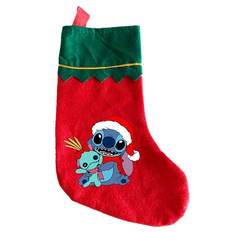 Stitch Xmas Socks Disney Santa Bedside Ornament Stocking Tree Pendant Party Home Decorations Christmas Kawaii Candy Gift Bag