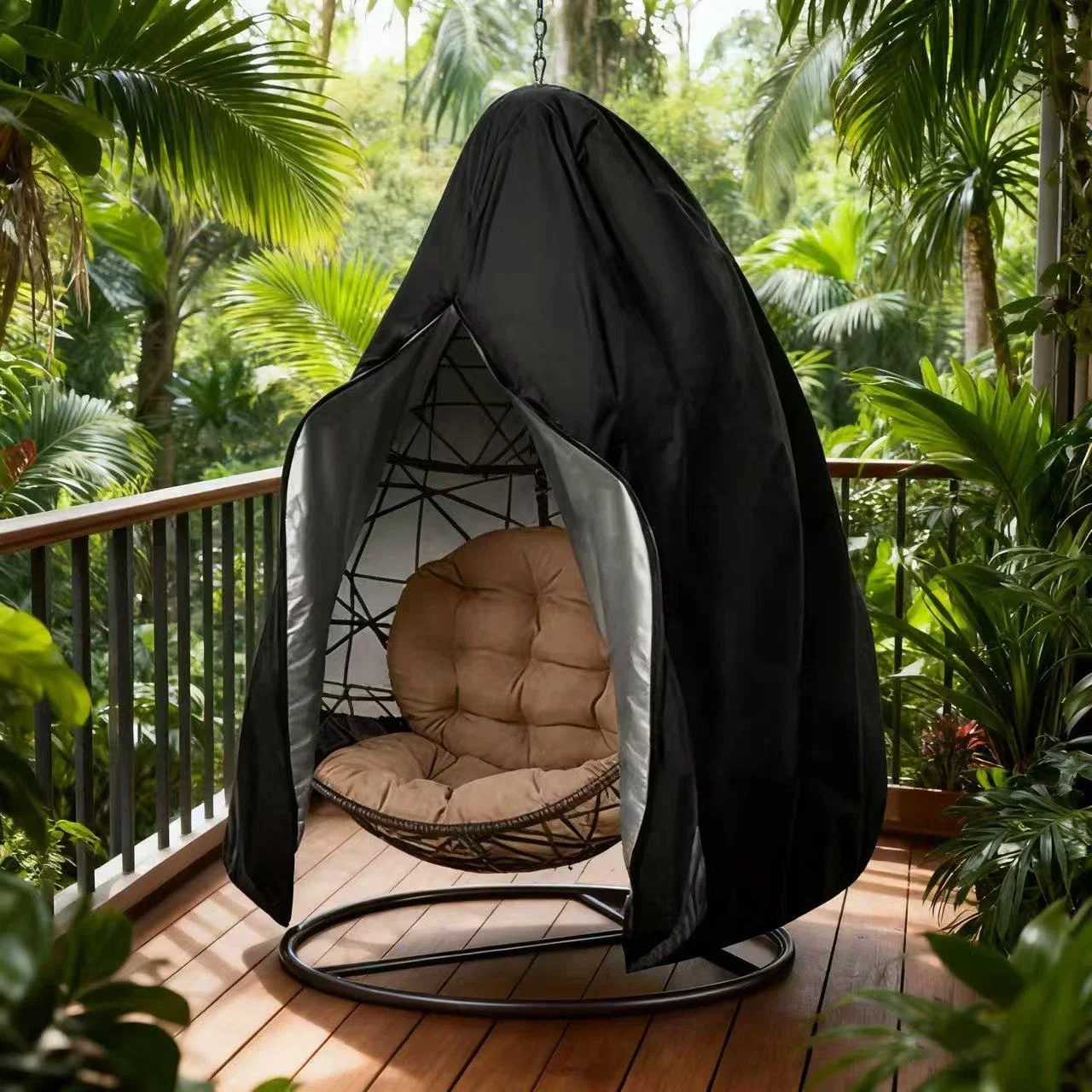 Oxford Hanging Egg Chair Cover Zipper Design Tailored Fit Reinforced Stitching Durable Outdoor Patio Rattan Swing Protector