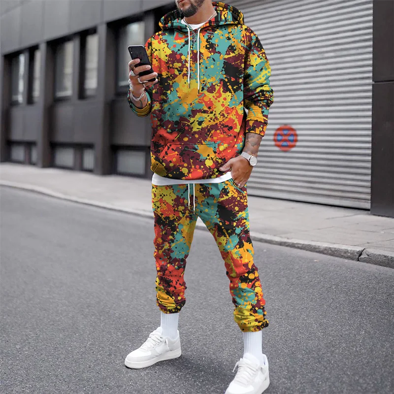 Camouflage 3d Print Hoodie 2PCS Set Hoodies+pant Tracksuit Men Clothing Sets Autumn Winter Sweatpants Male Sweatshirt Suit