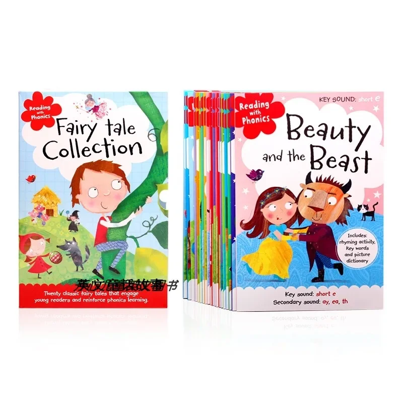 20 كتاب قراءة مع الصوتيات مجموعة الحكايات الخيالية للأطفال الإنجليزية كتاب صور الرداء الأحمر الصغير القصص القصيرة هدية