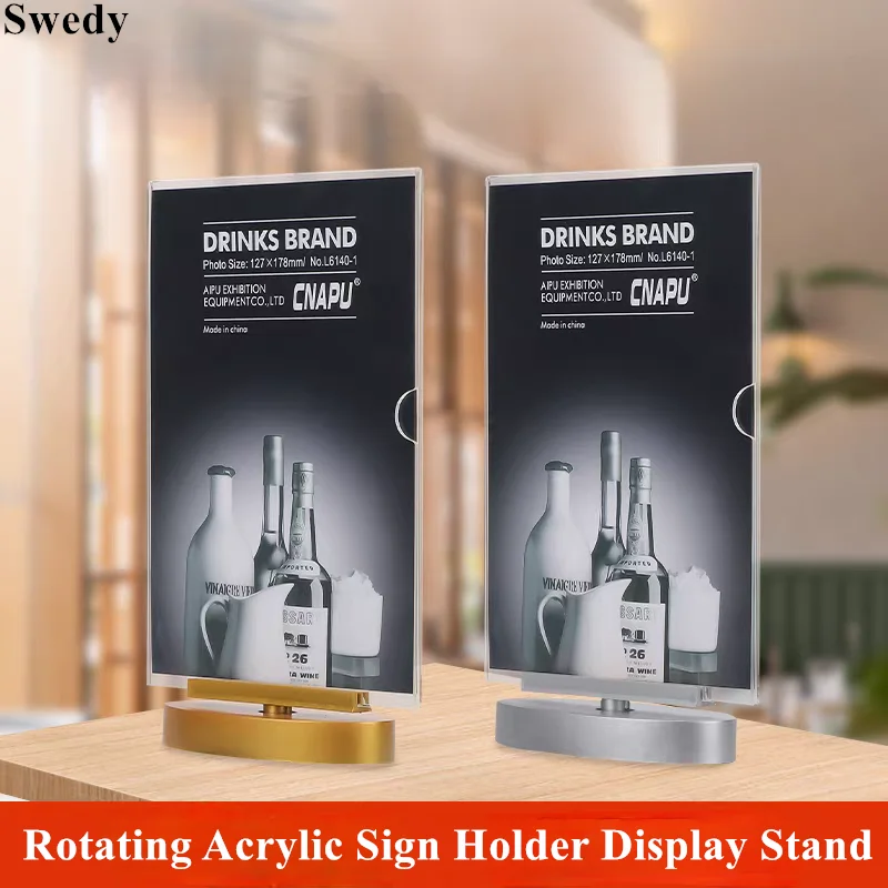 3 PCS A5 148x210mm Rotating Double Side Acrylic Sign Holder Display Stand Restaurant Menu Paper Holder Price Label Poster Frame