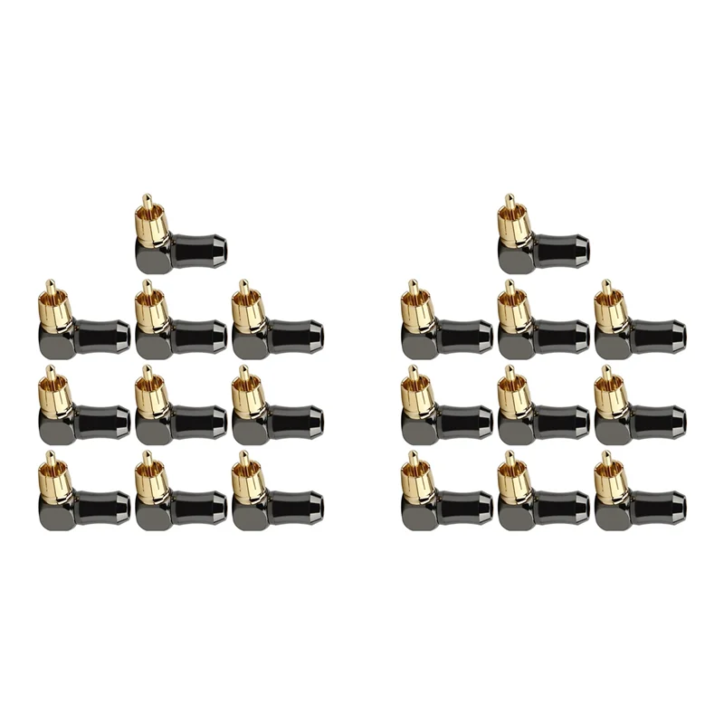 

20Pcs RCA Connector Audio Plug Male 90 Degree Right Angle Elbow Speaker Terminal Conector For Soldering Video Cable