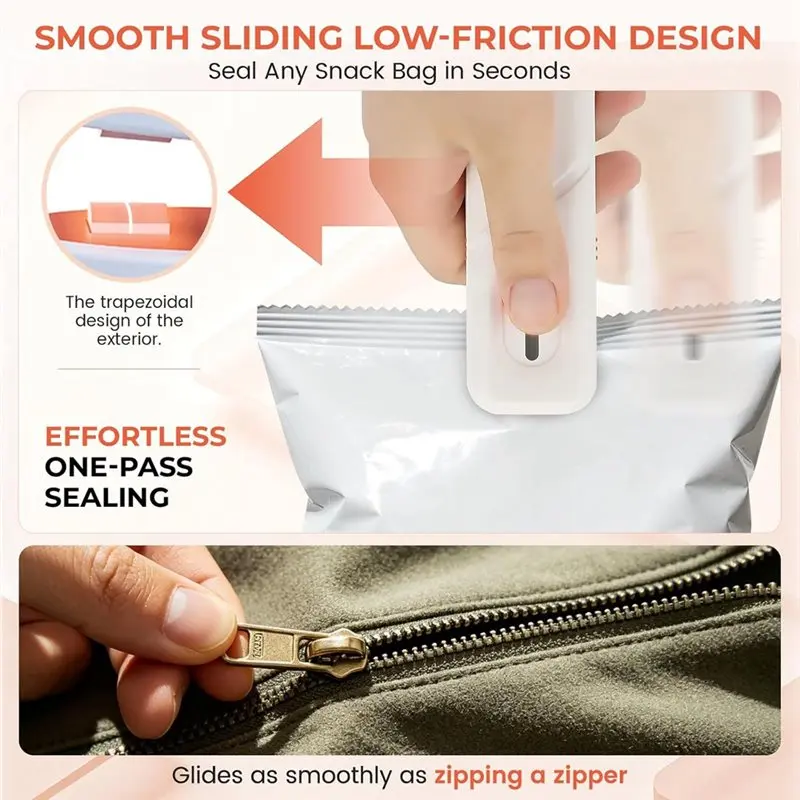 AT28-Mini Bag Sealer With Cutter And Magnet, Rechargeable Heat Sealing Portable Design Resealer For Food Storage White
