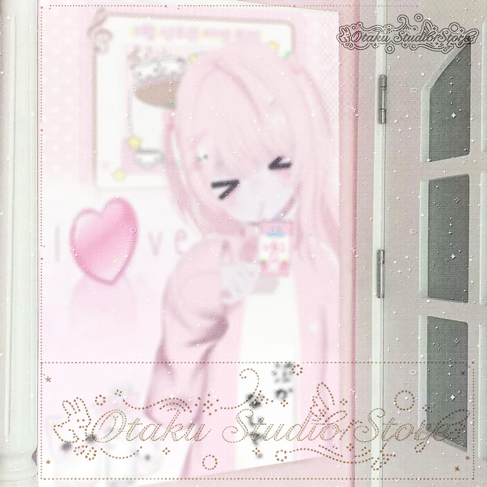 ふわふわ Pastel Pink Anime Girl Tapestry Strawberry Milk Cute Cat Heart Wall Hanging Y2K Menhera Style Girl Tapestry Sweet Drink Kit