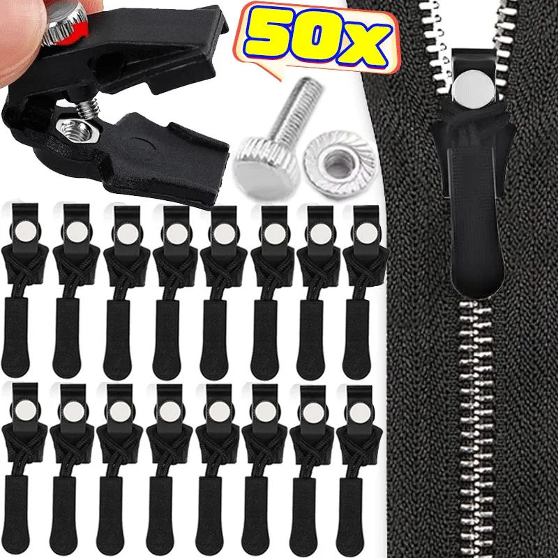 1/50pcs Zipper Repair Kit Universal Instant Zipper Repair Replacement Sliding Teeth Rescue Zipper Head For 3 Different Size