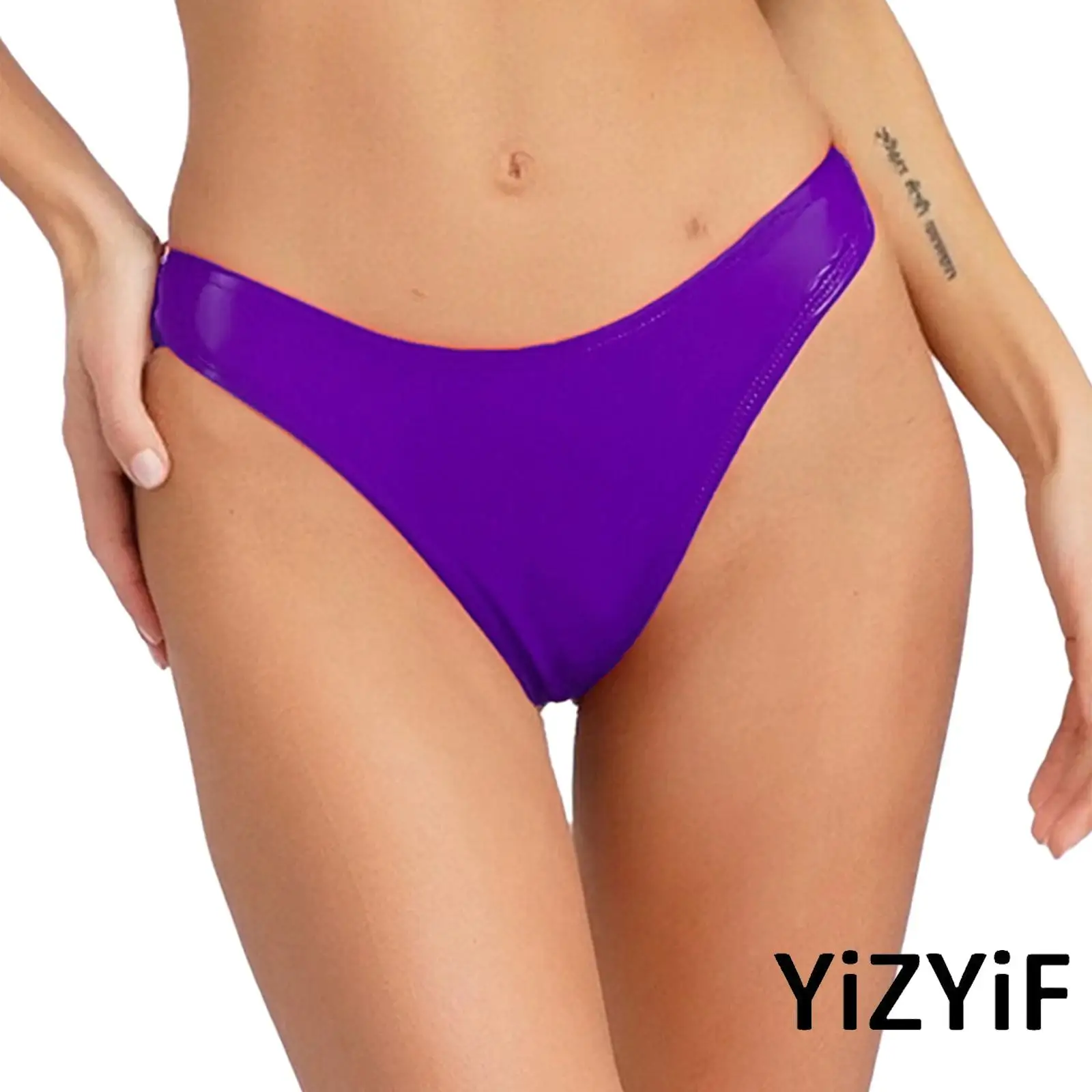 

Womens Delicate Bikini Party Panties Ladies Narrow Crotch Solid Color PU Briefs Underwear for Various Styles Bikini Parties