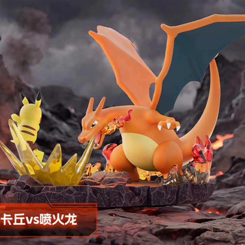 Genuine HOLLYBOX Ultimate Battle Series Diorama Figure Rapidash Charizard VS Pikachu Scene Desktop Display Ornament Trendy Gift view 2