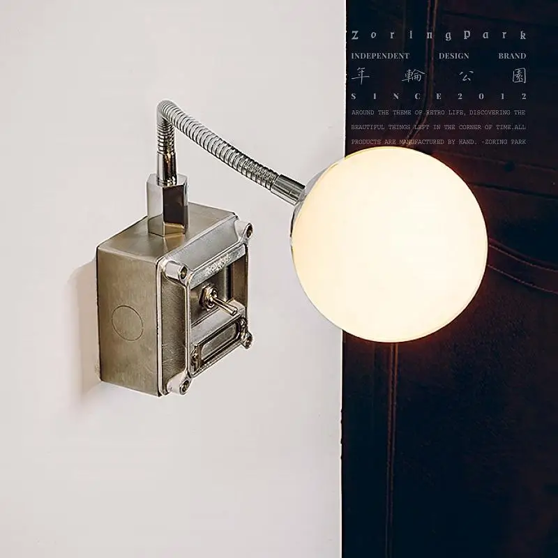 

Stainless steel creative minimalist hose adjustable with switch spherical wall lamp