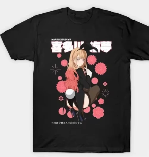 Sono Bisque Doll Marin Kitagawa Cat Paw Cosplay Japanese Text Anime Graphic T-Shirt Unisex Oversized Y2K Streetwear Cotton Tee