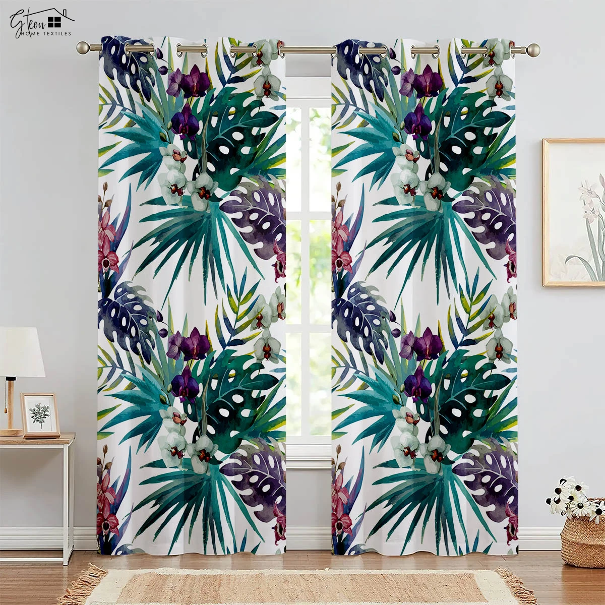 

Nordic Ins Style Fresh And Simple Green Plant Curtains Southeast Asia Tropical Rainforest Hotel Homestay Live Background Curtain