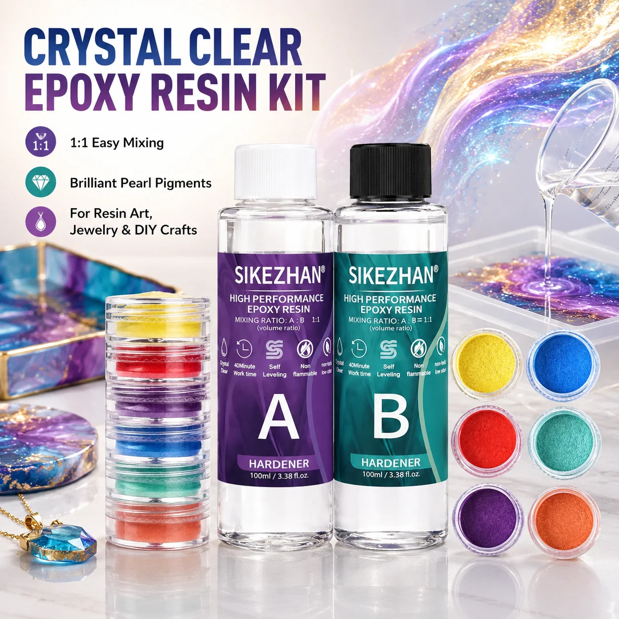 Resin Art Ratio - SIKEZHAN Crystal Clear Epoxy Resin Kit