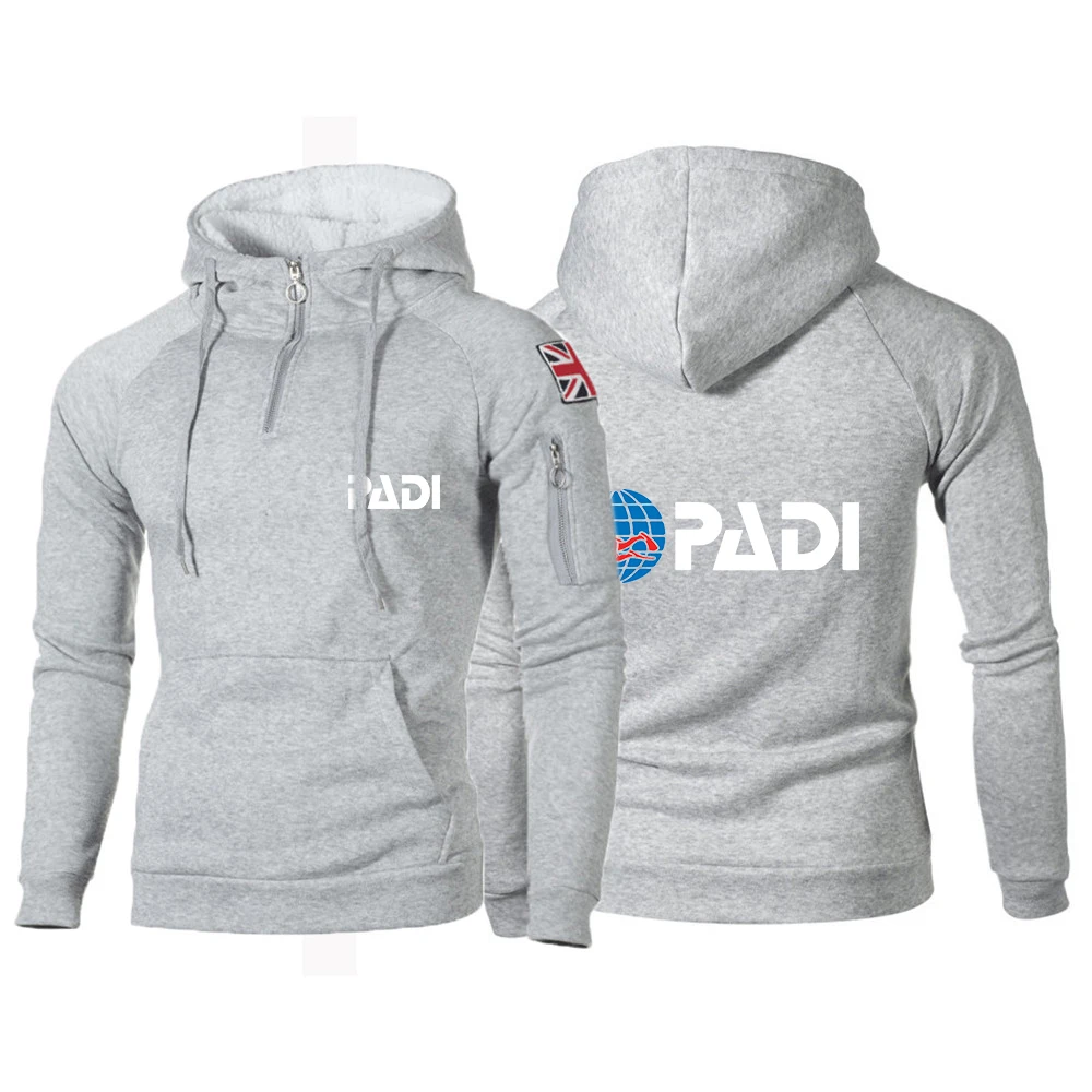 2024 Scuba Driver Padi New Men's Spring and Autumn Pullover Fitness Hoodie Classic Hooded Long Sleeve Printing Tops