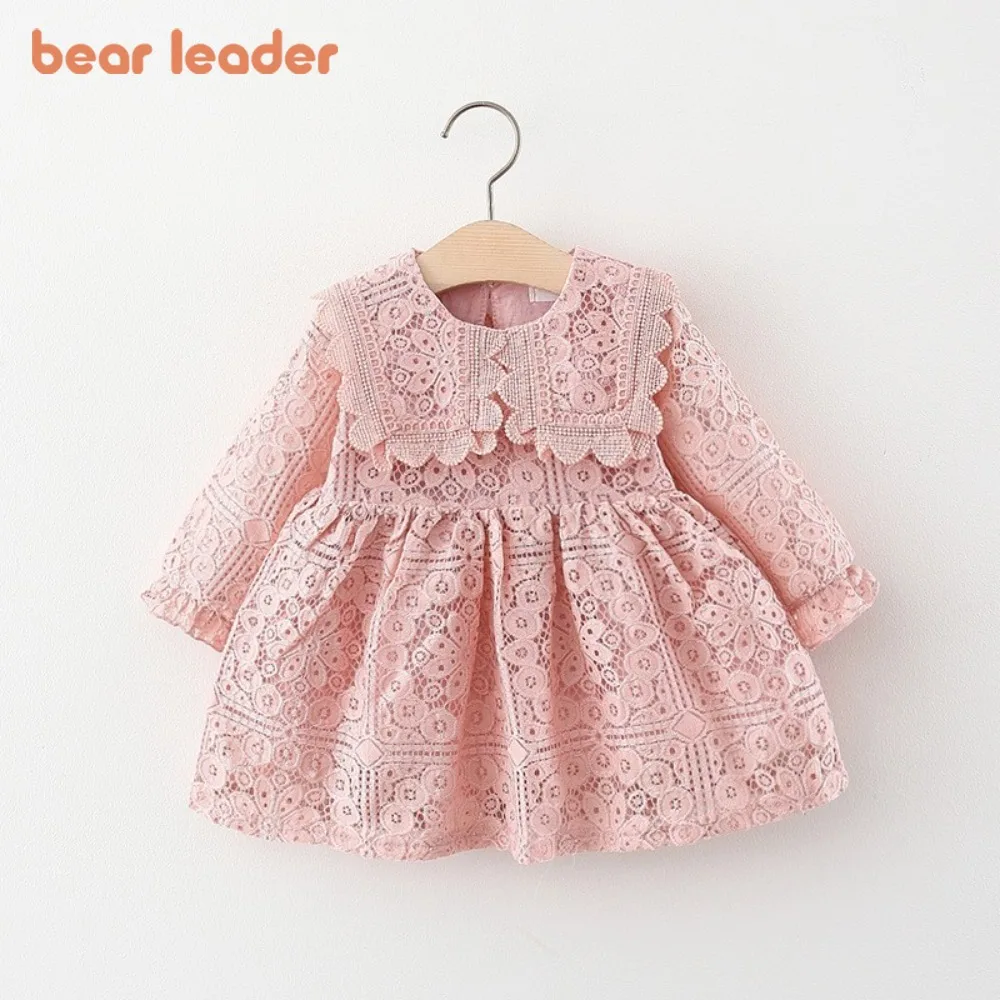 Bear Leader السنة الجديدة عيد الميلاد ملابس الطفل الخريف الوردي الحلو لطيف فتاة فساتين الدانتيل فستان الأميرة بأكمام طويلة بلون #1