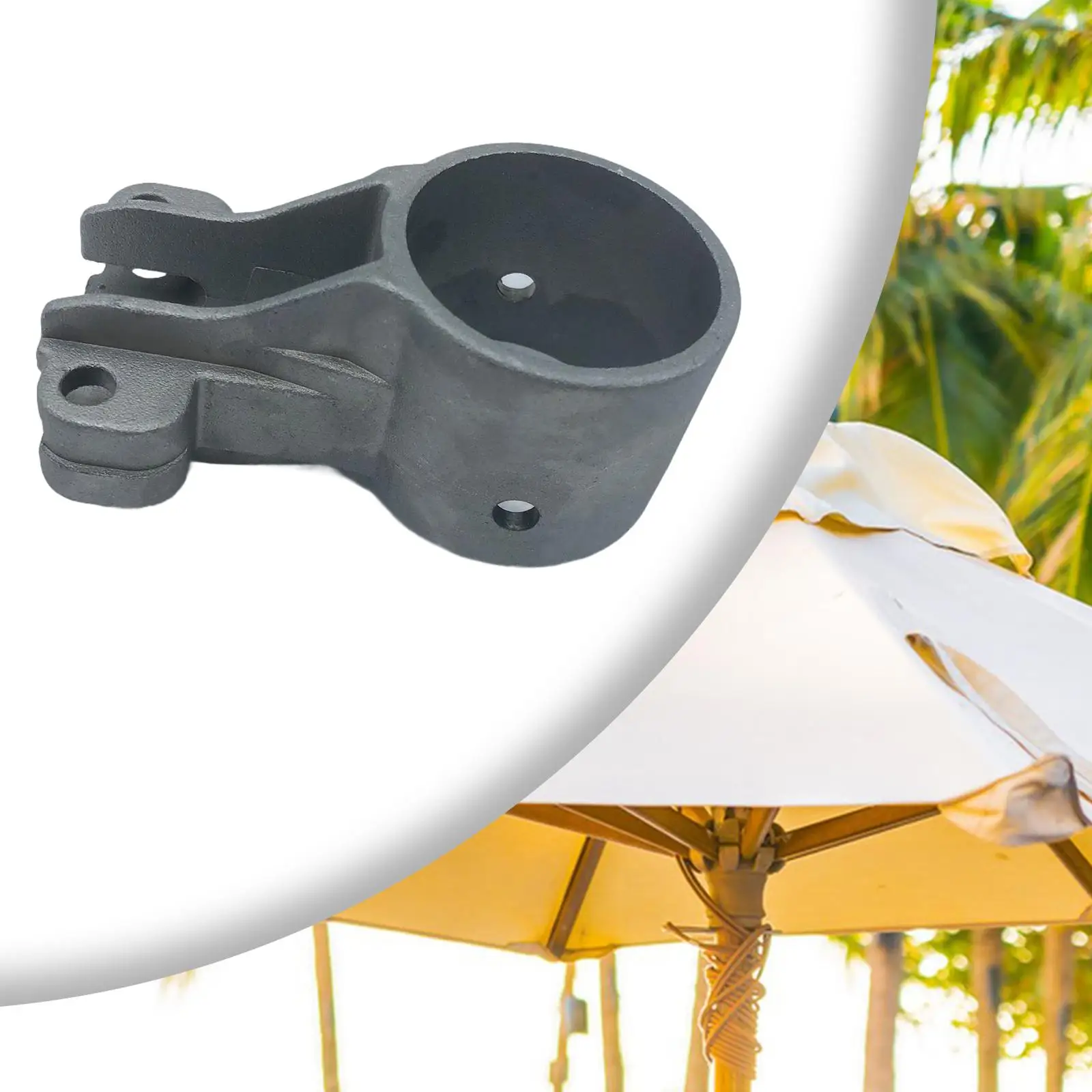 Patio Umbrella Base Parasol Attachment Zinc Alloy Umbrella Pole Adapter Outdoor Table Umbrella Holder Stabilizer Sleeve for