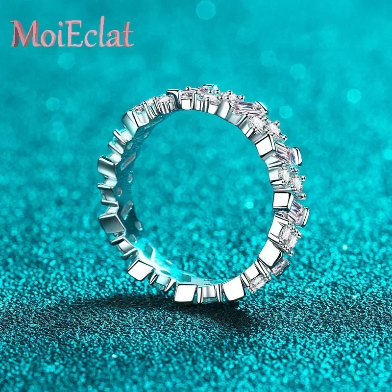MoiEclat Store Platinum PT950  Thorn Shaped Ring for Women, Full Circle Inlaid Premium 3.08ct Moissanite Gemstones Wedding Rings