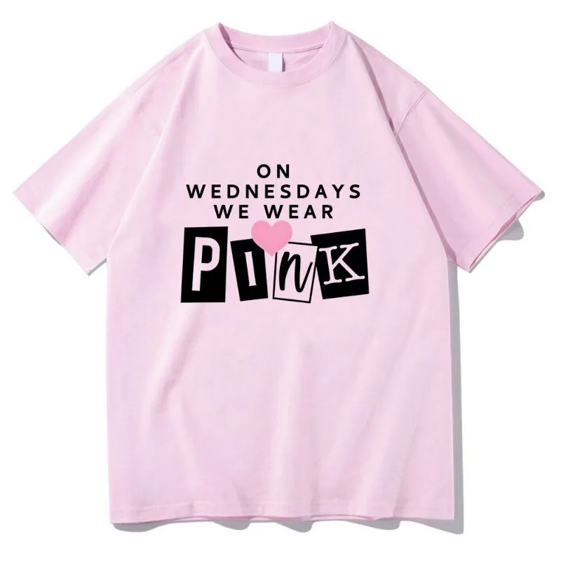 

Забавная футболка MeanGirls on Wednesday Wear, розовая футболка с коротким рукавом и круглым вырезом, женская/мужская футболка с круглым вырезом, футболки с мультяшным принтом, хлопковые