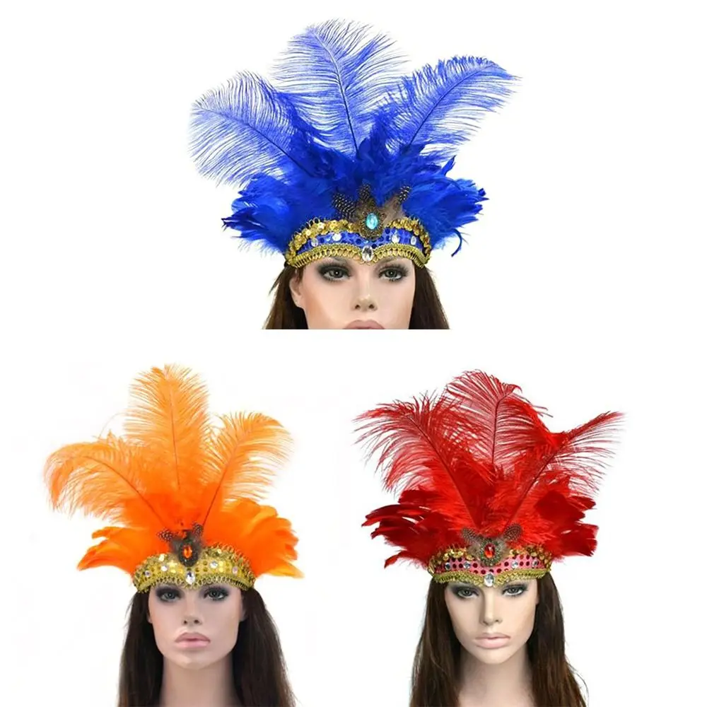 Fashion Accessories Hair Band Indian Peacock Feather Headdress Hair Headpieces Headband For Adults And Kids Halloween Carnival