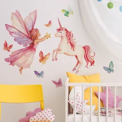 Girl Unicorn Vinyl Child Wall Stickers For Kids Room Decor Wall Decor Adhesive Wallpaper Furniture Sticker Bedroom Accessories