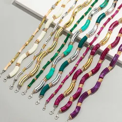 Nowa akrylowa bambusowa zakrzywiona rurka Choker naszyjniki bransoletka dla kobiet mężczyzn Boho żywica możliwość układania w stosy łokieć naszyjnik z koralików 2024 biżuteria