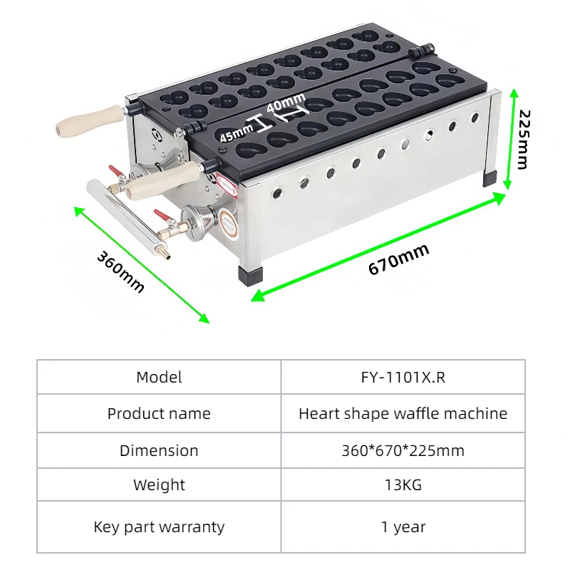 Mini Gas Heart Shape Waffle Maker Commercial Industrial High Efficiency Catering Manufacturers Stick Snack Machine Egg Puff Make