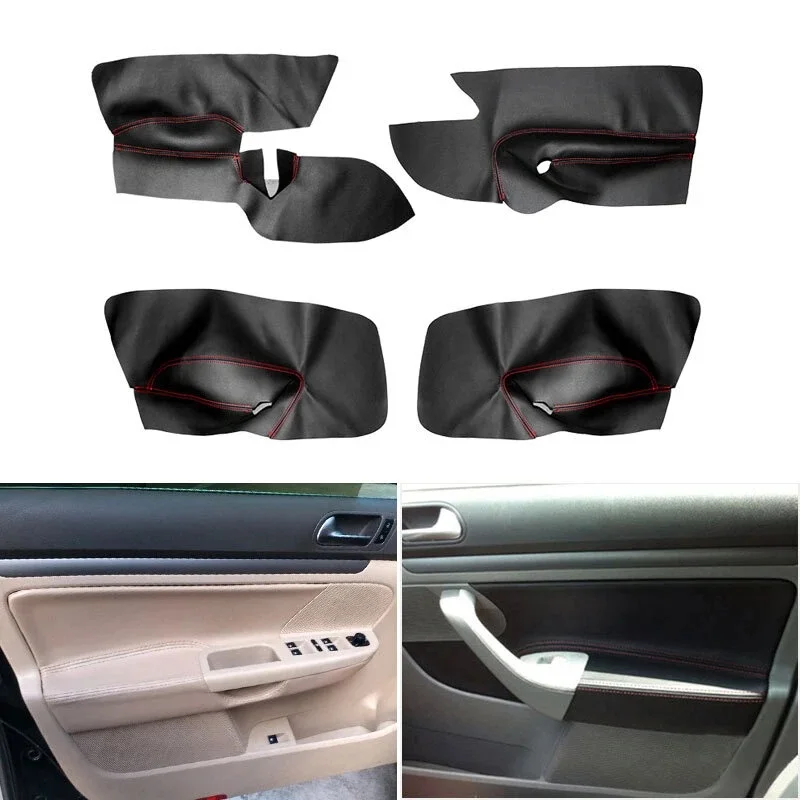 

4 Pcs Golf MK5 Door Panel Insert Cards leather Fit 2006-2011 Volkswagen Golf MK5 (Front & Rear) Door Panel Insert Cards